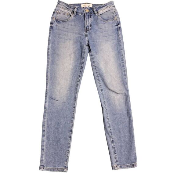 Ashley Mason Blue Denim Faded Skinny Ankle Cropped Jeans - Picture 4 of 11